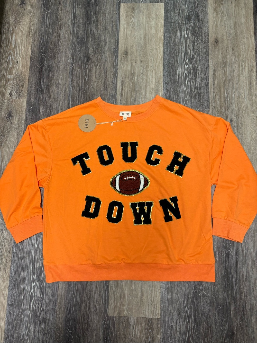 BiBi Orange 'Touch Down'  Women’s Sweatshirt with Football Applique